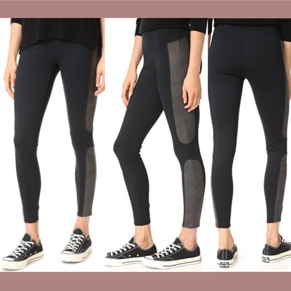 SPANX Pants - NEW Spanx [ Medium ] Faux Leather‎ Panel Ponte Leggings in Black